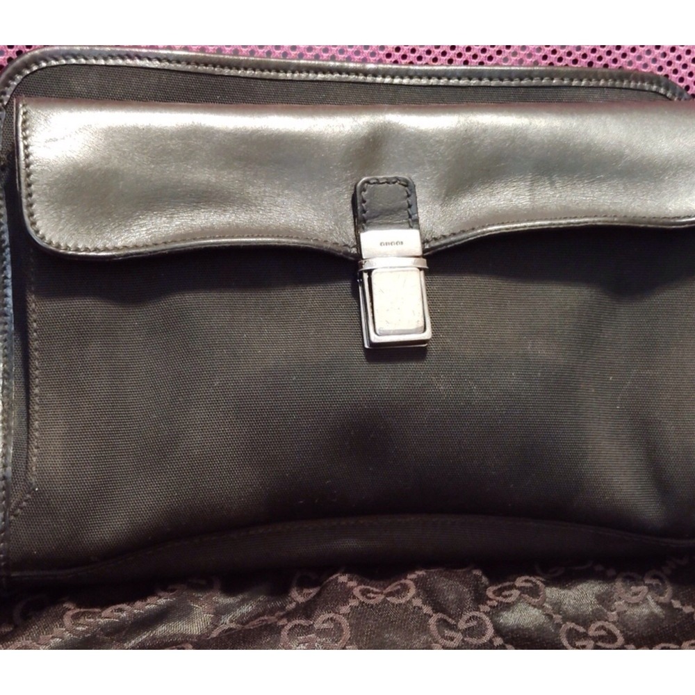 Gucci Black Nylon Leather Bag Silver Hardware Italy - Picture 6 of 10